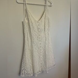 Lulus button down white lace skater dress